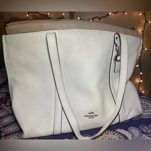 Coach May Pebbled Leather Tote Bag 1573 SV/Chalk